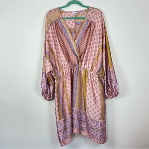 ARULA Pink and Purple Patterned Midi Dress